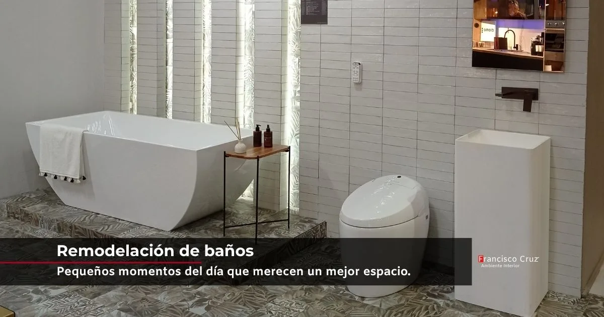 Remodelación de baño moderno diseñada por Francisco Cruz Interiores para vivienda residencial en Bogotá.